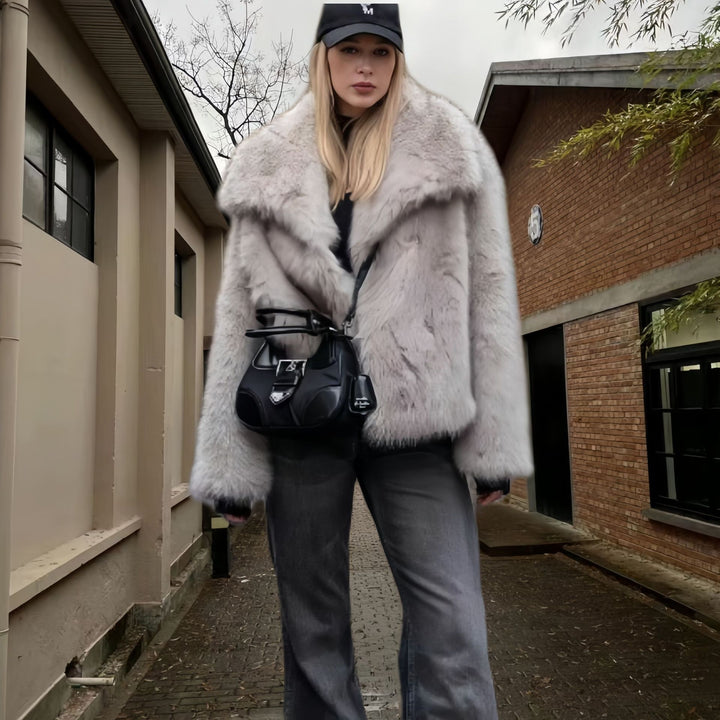 Damen Modische Kunstpelzjacke Drune