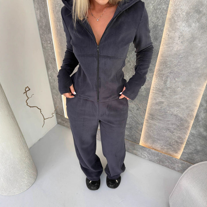 Damen modischer Fleece-Jumpsuit mit praktischem Reißverschluss Drune
