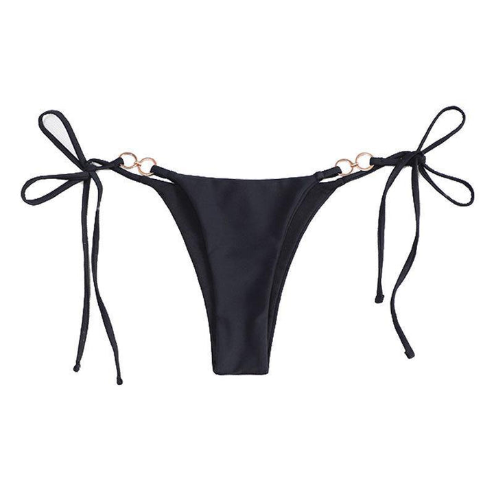 Damen Bikini-Höschen mit verstellbaren Bindebändern und dekorativen Ringakzenten Drune