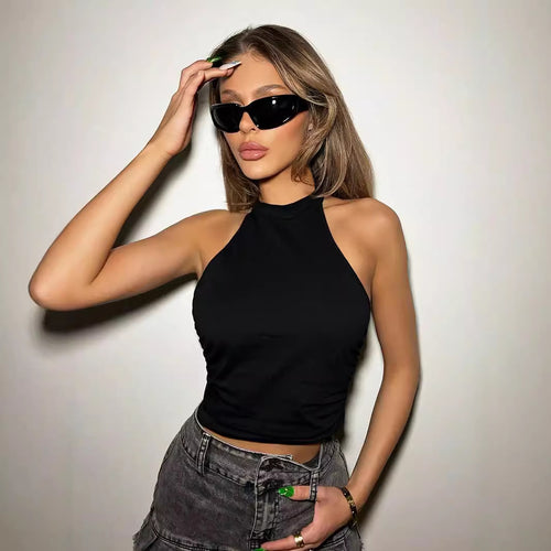 Damen Crop-Top mit modischem Halterdesign und figurbetonter Silhouette Drune
