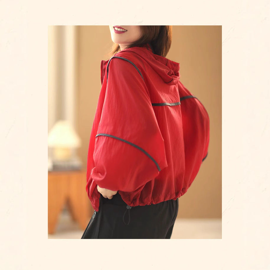 Damen leichte Kapuzenjacke mit elastischem Saum und reflektierenden Details Drune