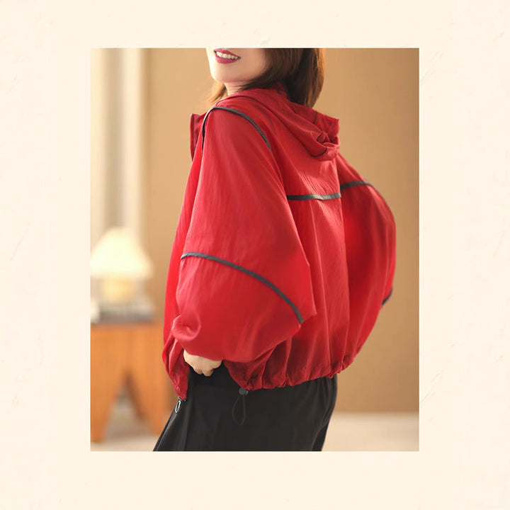 Damen leichte Kapuzenjacke mit elastischem Saum und reflektierenden Details Drune