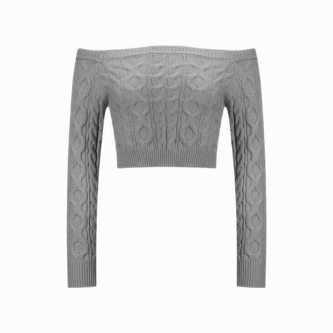 Damen Strickpullover mit Off-Shoulder und attraktivem Zopfmuster Drune