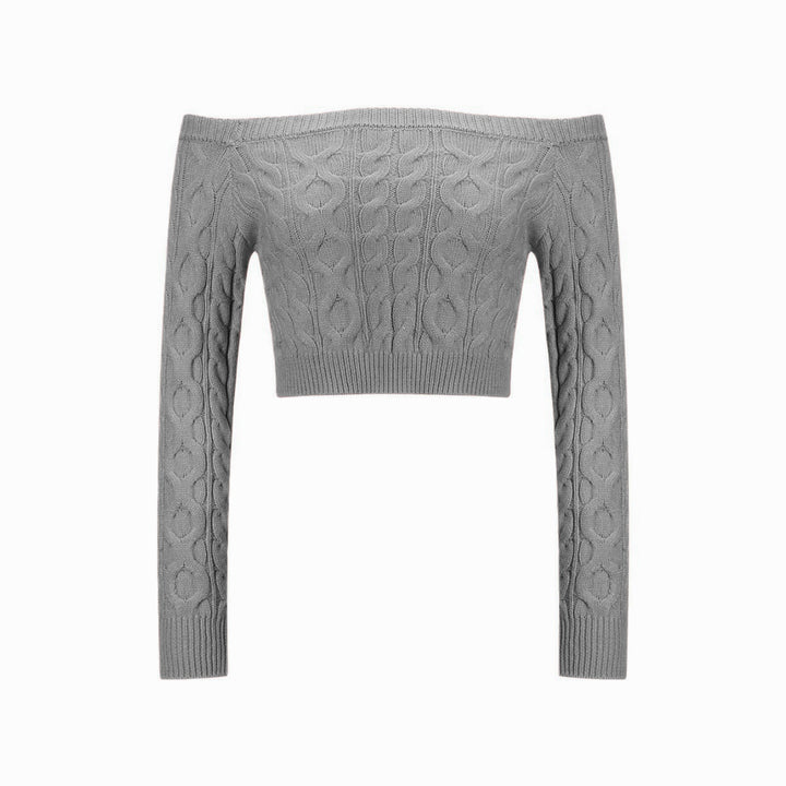 Damen Strickpullover mit Off-Shoulder und attraktivem Zopfmuster Drune