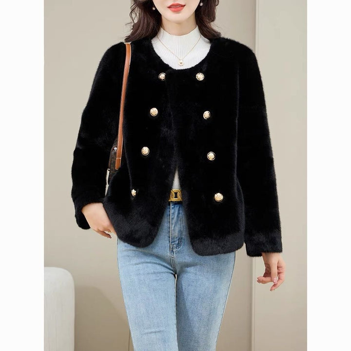 Damen Modische Softjacke mit eleganten Knöpfen Drune