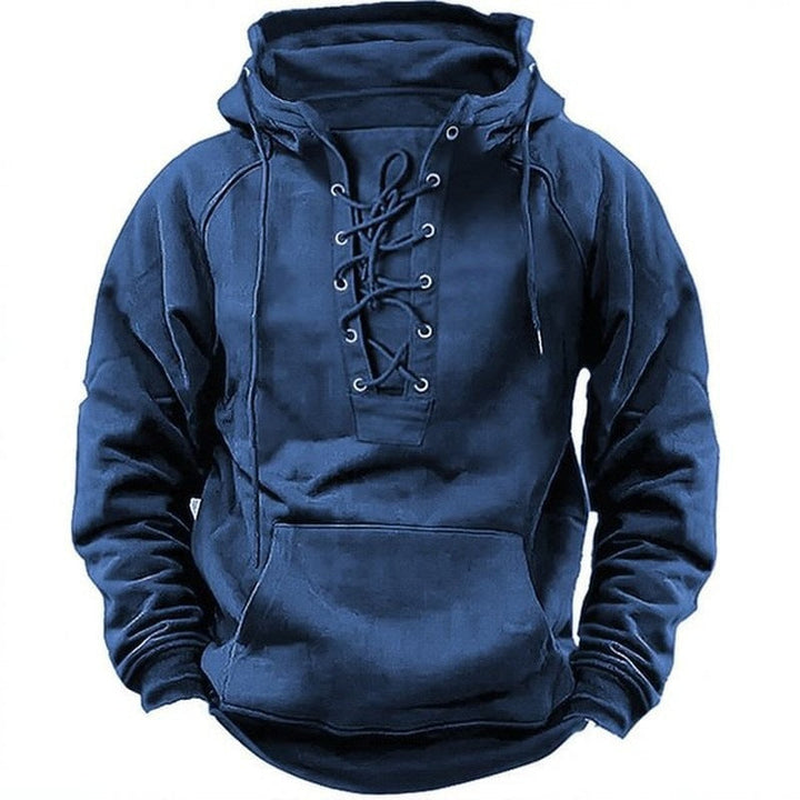 Herren Kapuzenpullover mit modernem Schnürdesign und weichem Innenfutter Drune