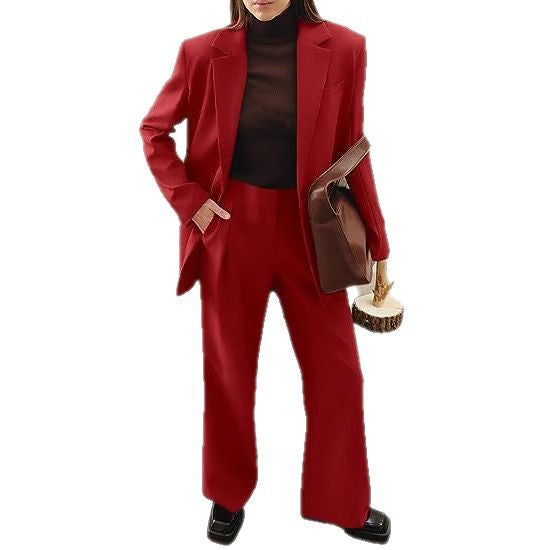 Damen nan Longblazer-Set mit kastiger Oversize-Silhouette, strukturierter Schulterpartie und hochtaillierter Palazzo-Hose Drune