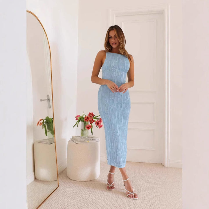Damen Maxikleid mit schickem Rippdesign und figurbetonender Silhouette Drune