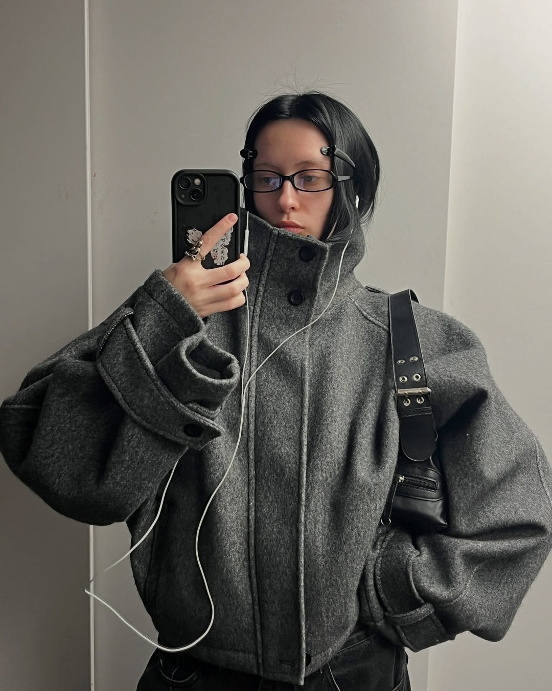 Damen Modische Oversized Wolljacke Drune