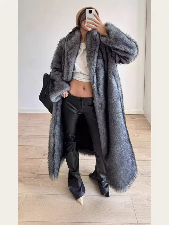 Damen Oversize Kunstpelzmantel Drune