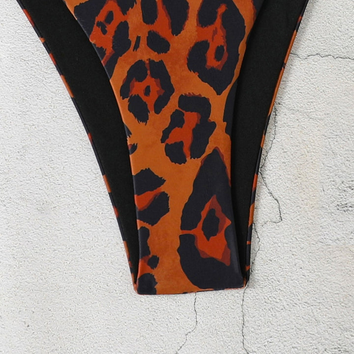 Damen Triangel-Bikini mit hochgeschnittenem Unterteil und animalischem Muster Drune
