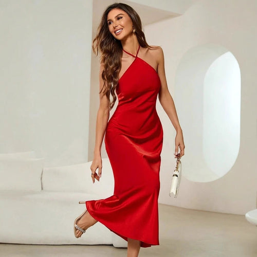 Drune | Satin Slip Sexy Abend Lang Kleid