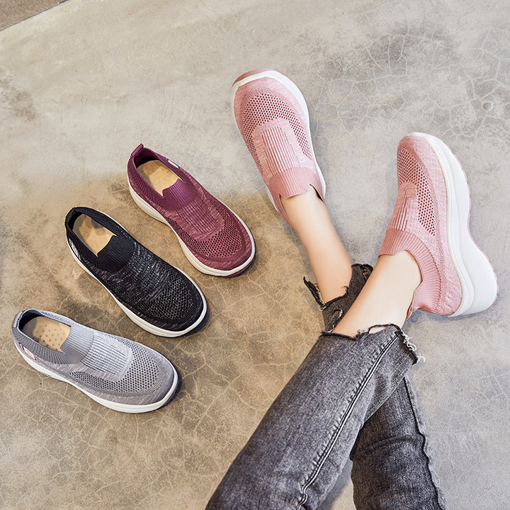 Damen nan atmungsaktive Strick-Sneaker mit Plateau-Sohle und elastischer Sockenkonstruktion Drune