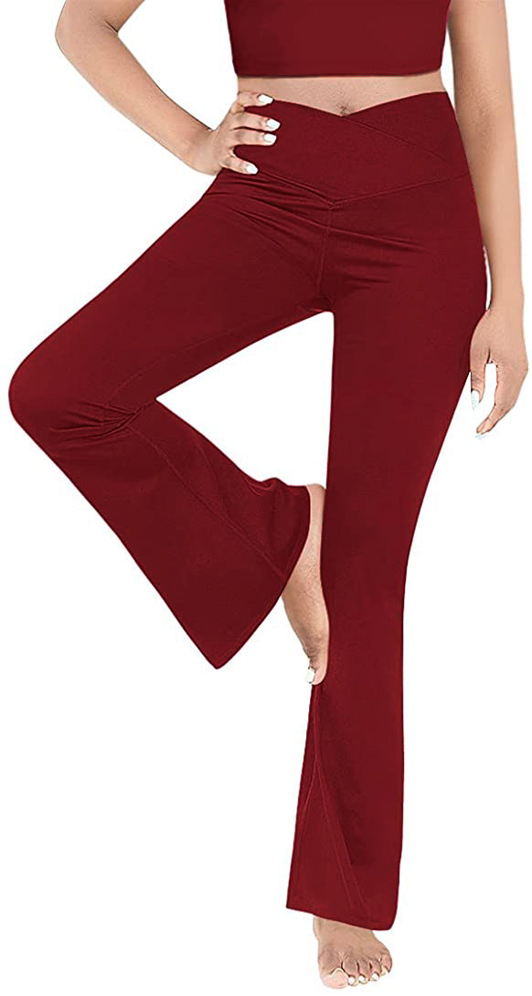 Damen Bootcut Yoga-Hose aus elastischem Material mit hohem Bund Drune