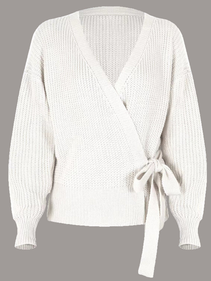 Damen Coole Wickelstrickjacke mit modernen Rüschendetails Drune