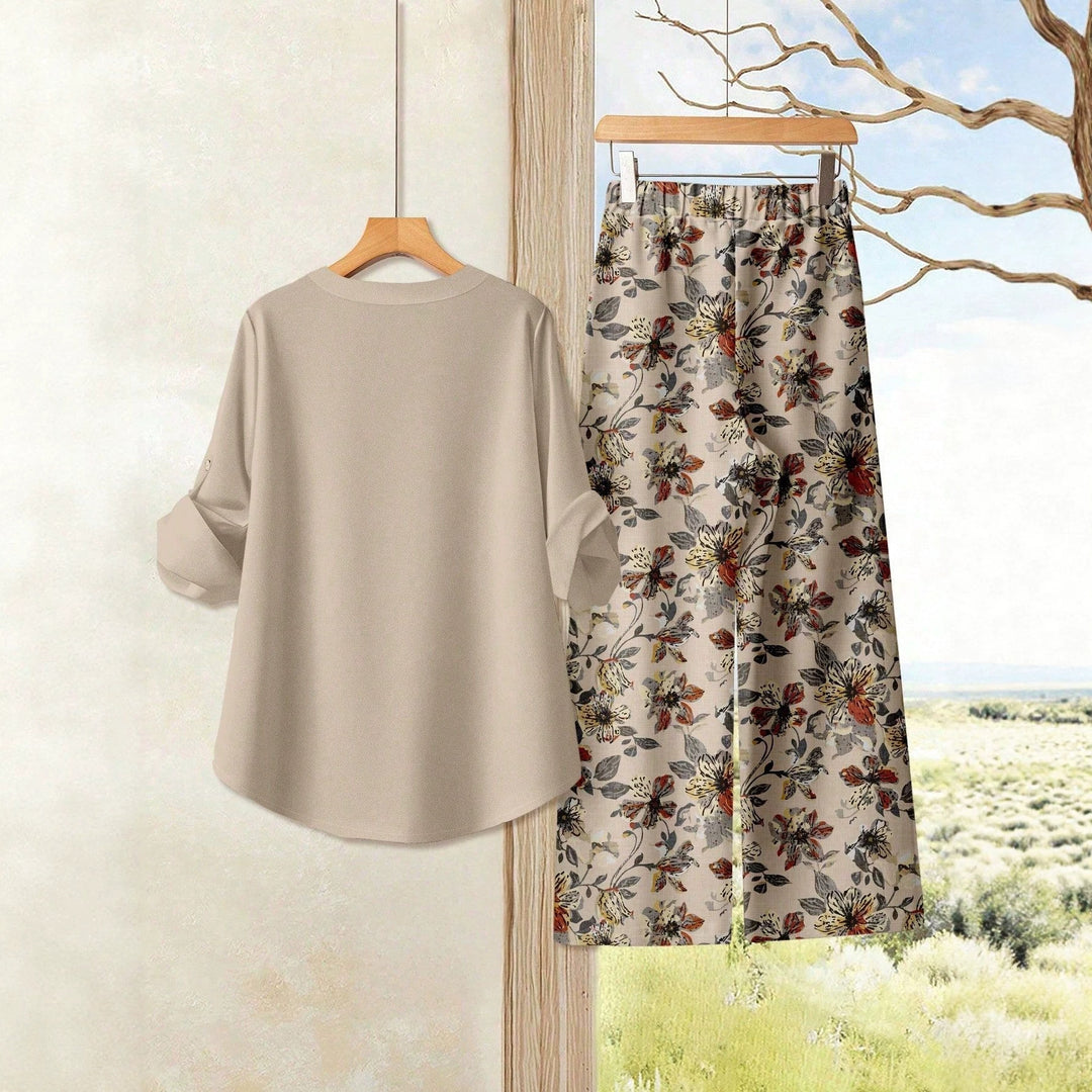 Damen Freizeitoberteil und Blumenhose Drune
