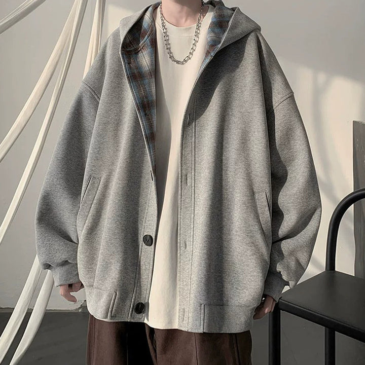 Herren lässige Oversized Jacke mit Kapuze und funktionalen Details Drune