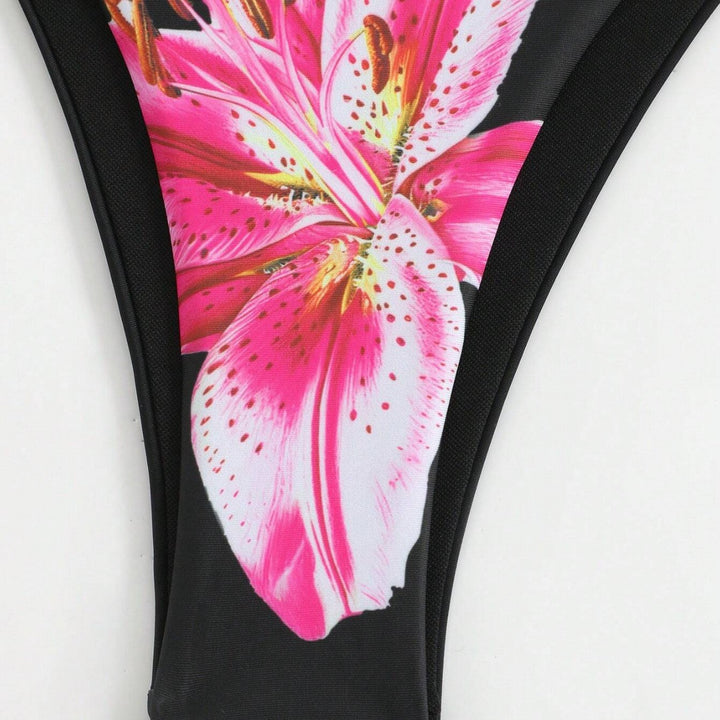 Damen Bikini-Set mit floralem Muster und passendem Wickelrock Drune