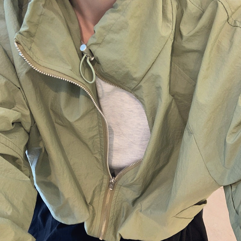 Damen leichte Windjacke mit voluminösen Ärmeln Drune