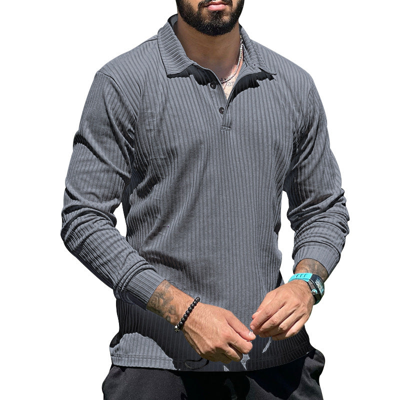 Herren langer Strickpullover mit strukturiertem Design und Knopfleiste Drune