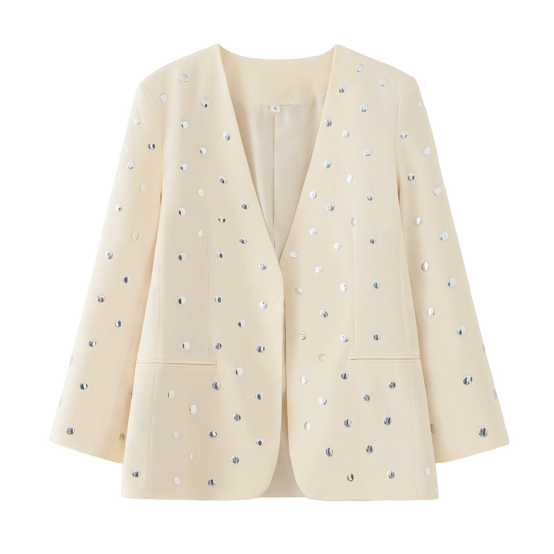 Damen elegante Blazerjacke mit funkelnden Pailletten Drune