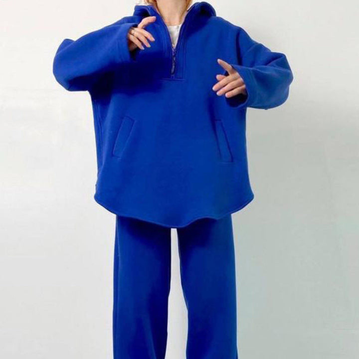 Damen lässiger Hoodie mit hochwertigem Reißverschluss und elastichem Bund Drune