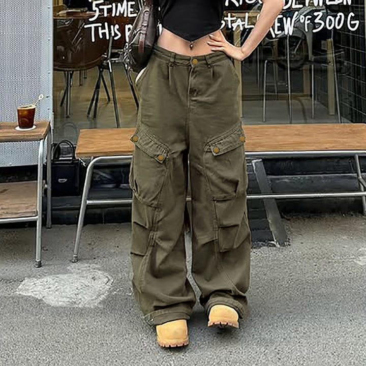 Damen Cargo-Hosen mit weitem Schnitt und mehreren Taschen Drune