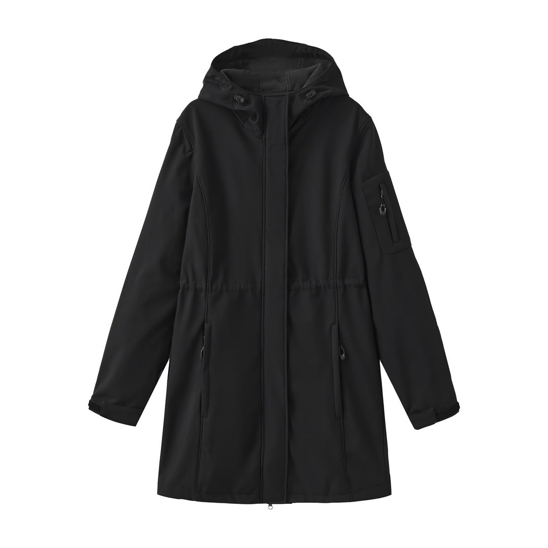 Damen nan funktionaler Softshell-Parka mit Teddyfleece-Futter, Kapuze und Taillenzug Drune