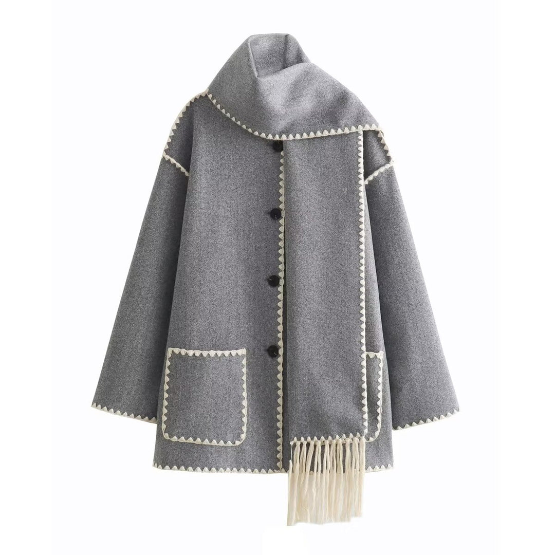 Damen Mantel mit Fransendetail und eleganter Knopfleiste Drune