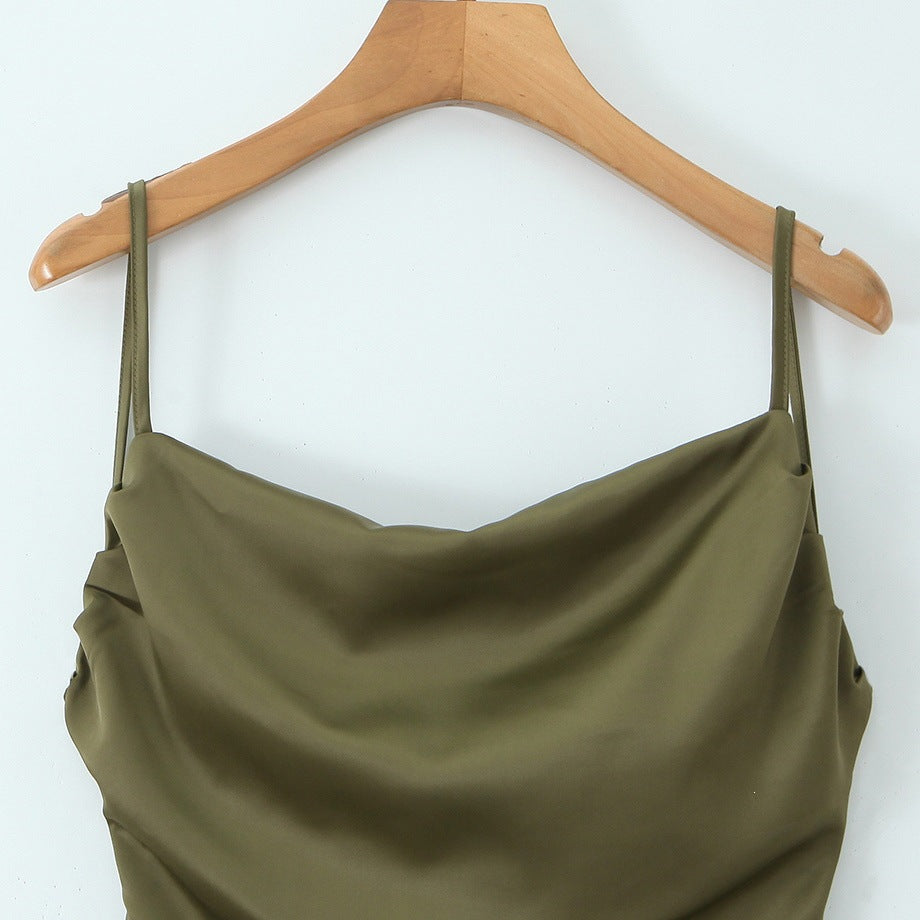 Damen Maxikleid mit elegantem Wasserfallausschnitt und schwingendem Rock Drune