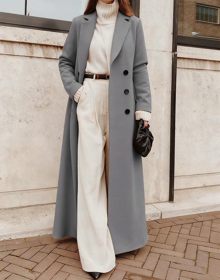 Damen eleganter und leichter Trenchcoat mit hohem Kragen und tailliertem Schnitt Drune