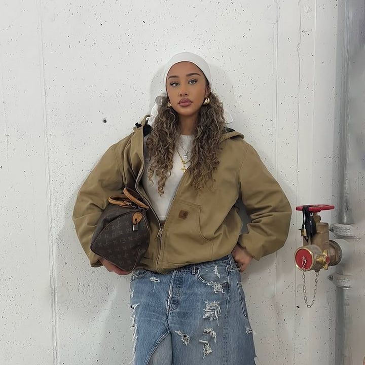 Damen lässige Übergangsjacke mit praktischen Taschen und hohem Kragen Drune