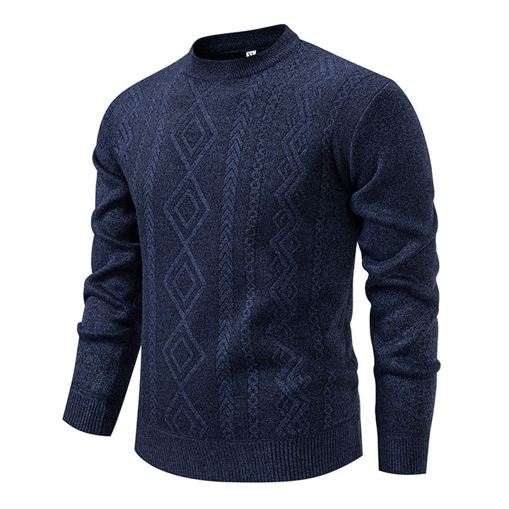 Herren nan gestrickter Rundhalspullover mit Rautenmuster und feinem Strukturstrick Drune