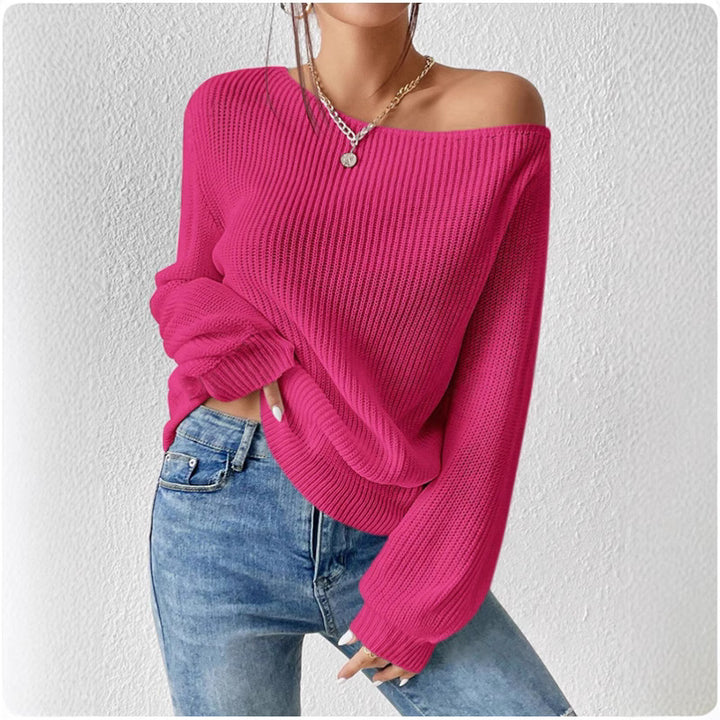 Damen Off-Shoulder Strickoberteil mit weit geschnittenen Ärmeln und strukturierter Optik Drune