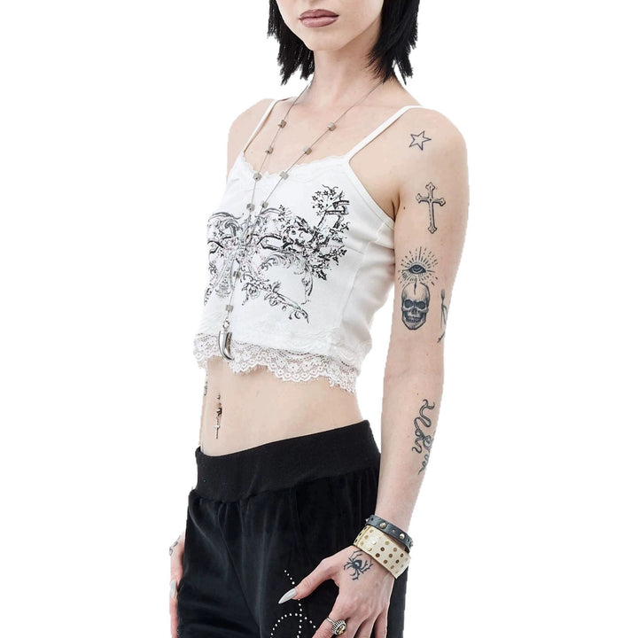 Damen Spitzencamisole mit floralem Druck Drune