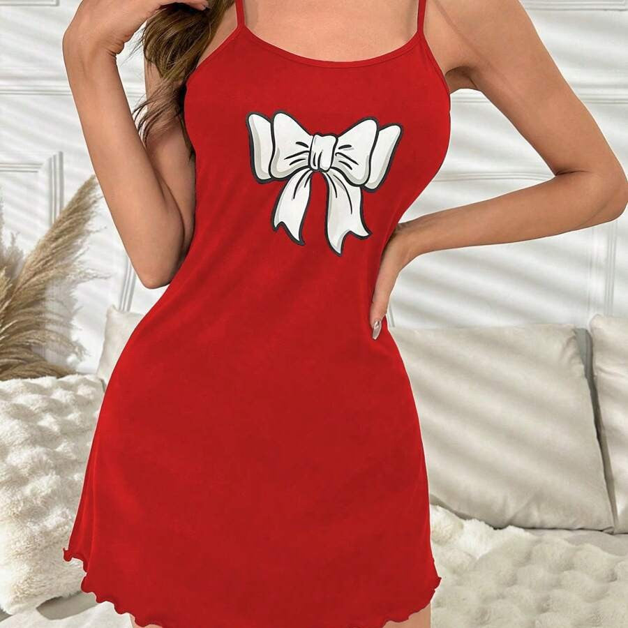 Damen Nachtwäsche Kleid mit auffälligem Kartenspiel-Motiv und verführerischem Saum Drune