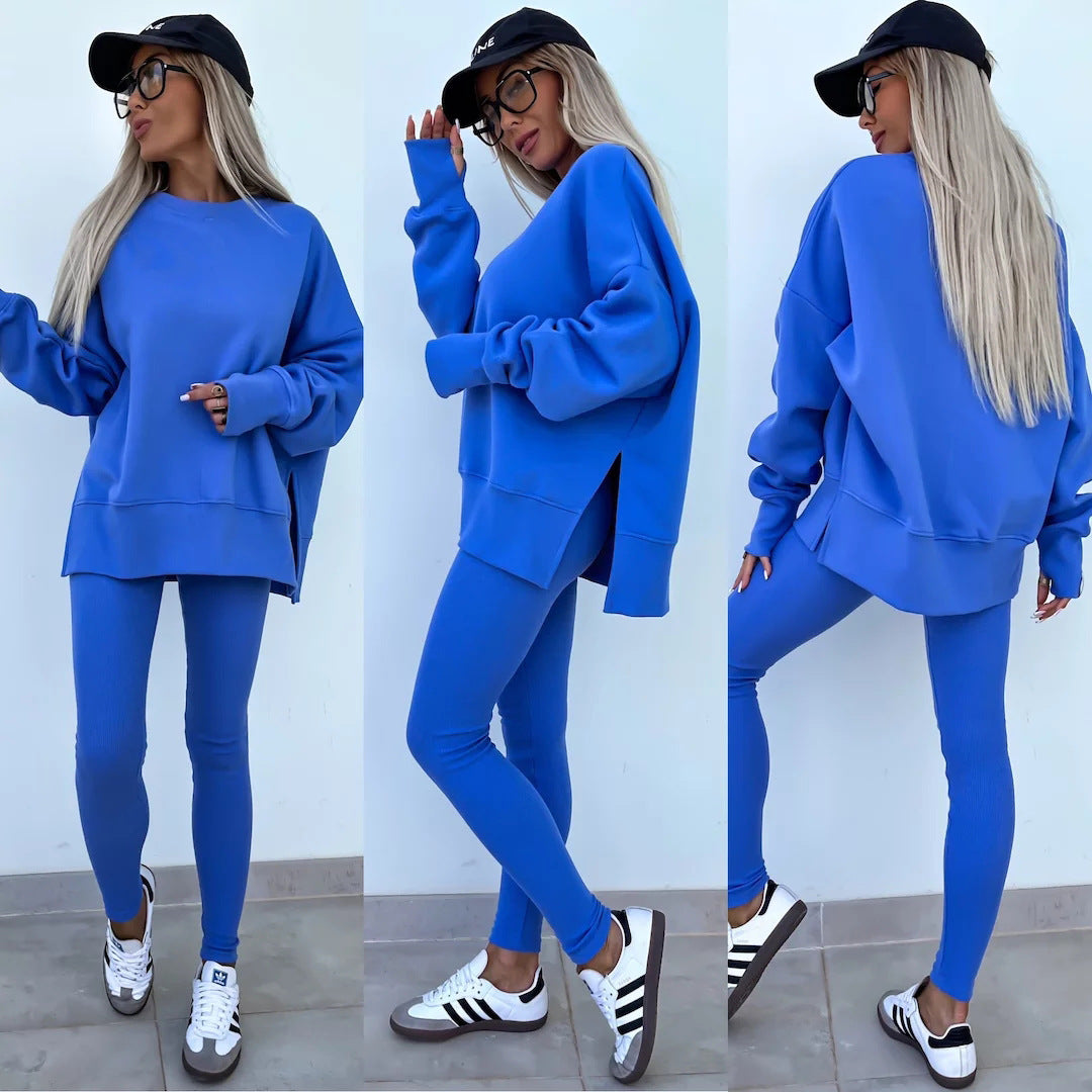 Damen lässiges Sport-Loungewear-Set mit weitem Sweatshirt und figurbetonten Leggings Drune