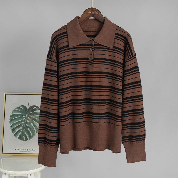 Damen gestreifter Cardigan mit lässiger Passform Drune