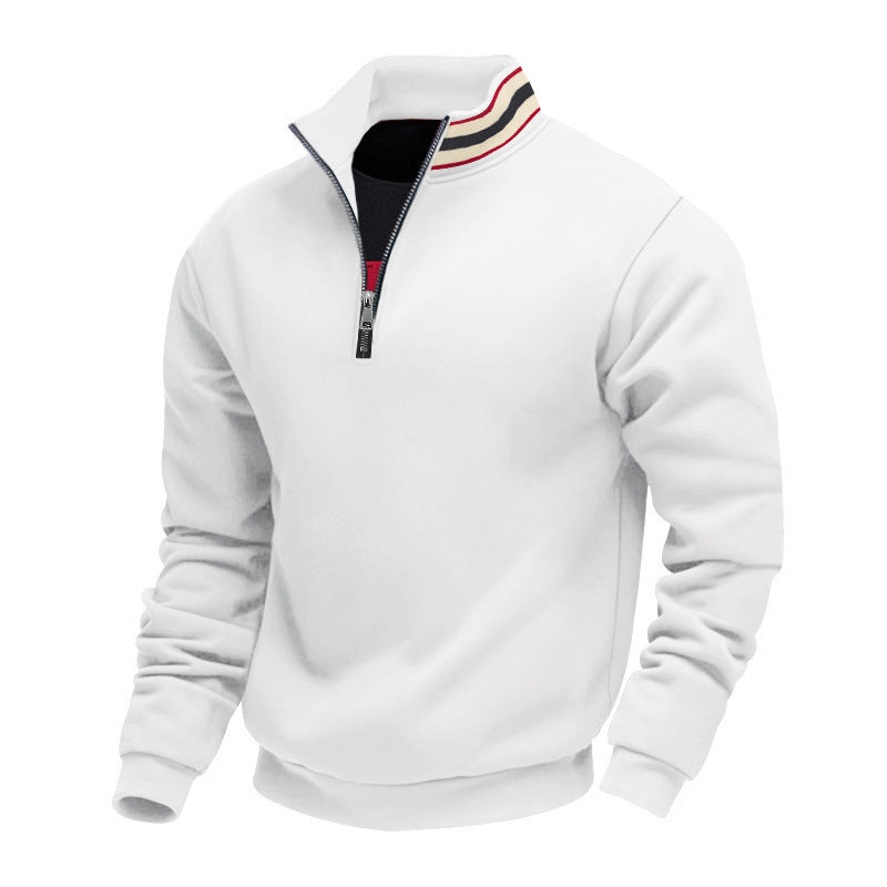 Herren nan Halbzip-Sweatshirt mit sportivem Ringkragen und weichem Fleece-Innenfutter Drune