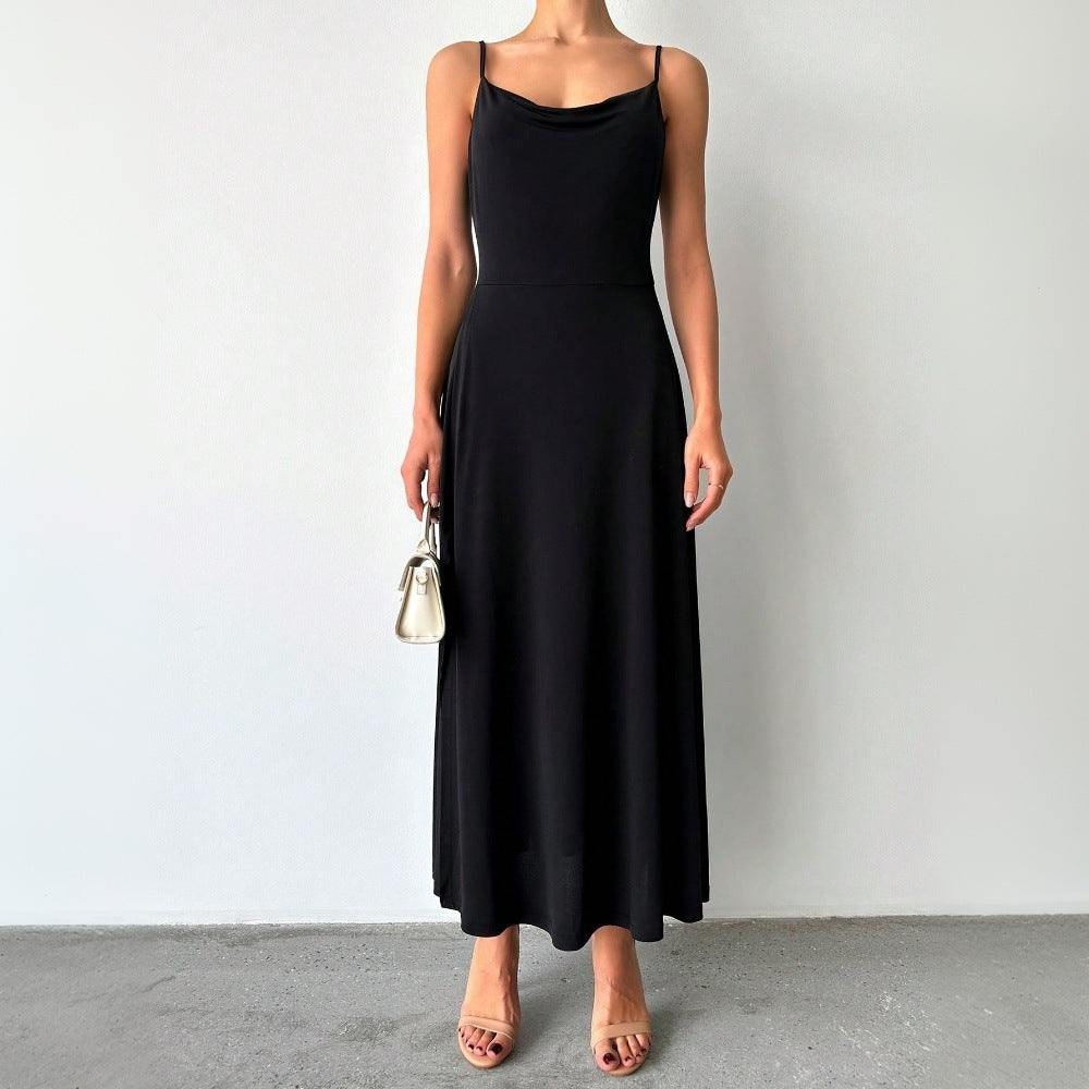 Damen Maxikleid mit verführerischem Schlitz und eleganten Spaghettiträgern Drune