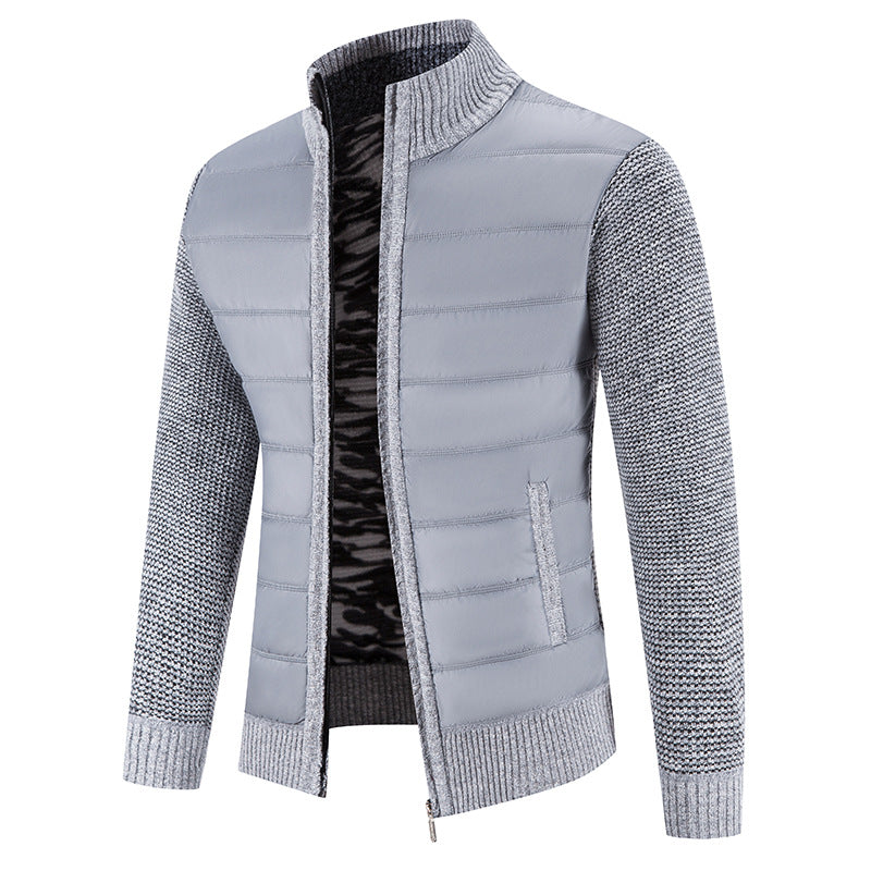 Herren nan Hybrid-Strick-Steppjacke mit wattierter Front, ergonomischen Strickärmeln und hohem Stehkragen Drune