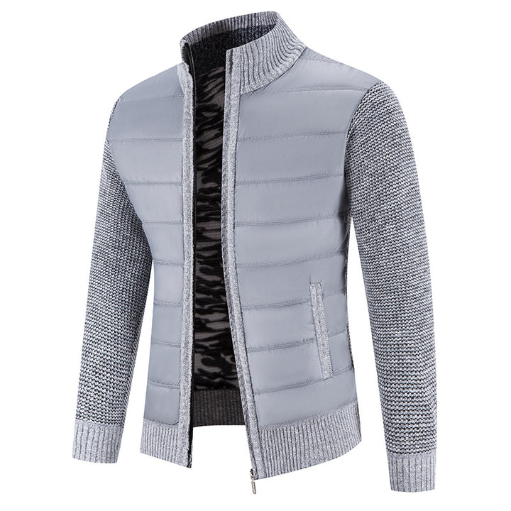 Herren nan Hybrid-Strick-Steppjacke mit wattierter Front, ergonomischen Strickärmeln und hohem Stehkragen Drune