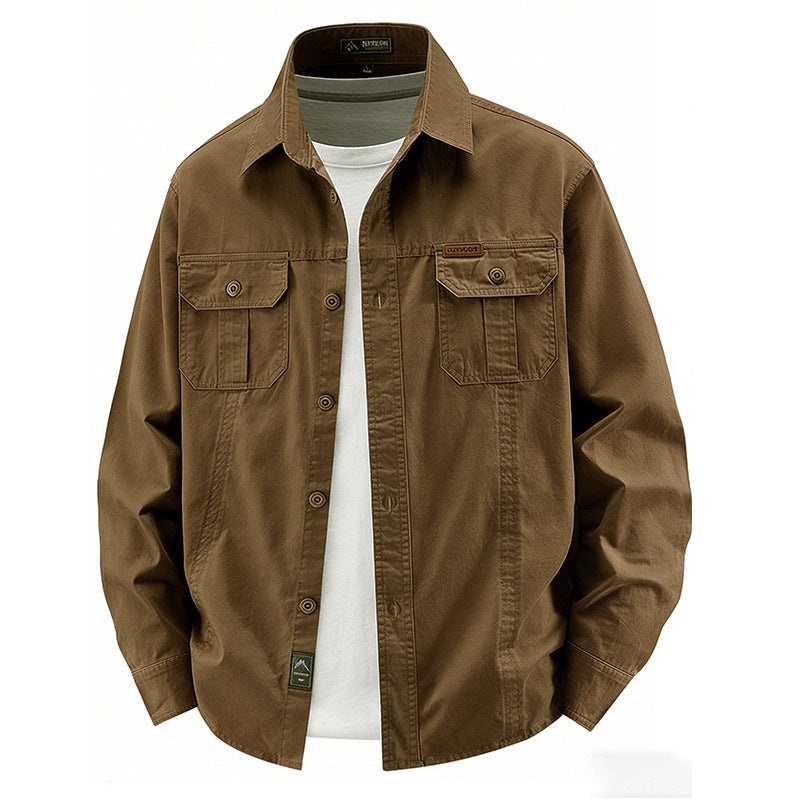 Herren nan leichte Overshirt-Jacke mit Klappbrusttaschen und klassischem Hemdkragen Drune