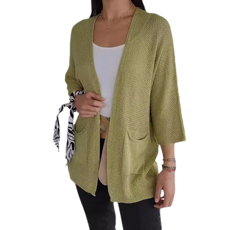 Damen lässige Strickjacke mit praktischen Taschen Drune