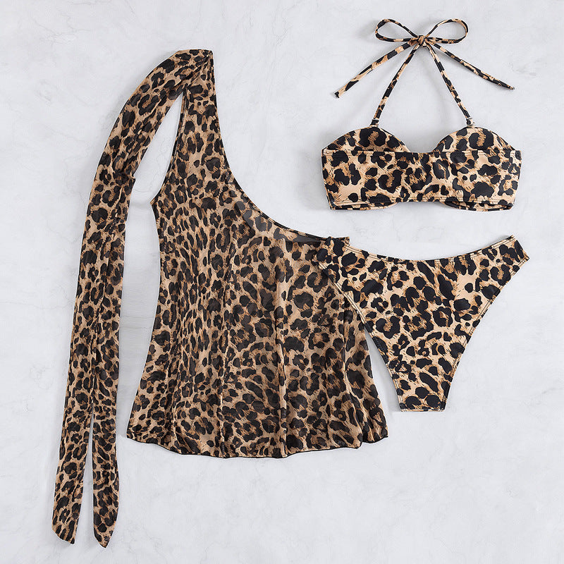 Damen Bikini-Set mit asymmetrischem Oberteil und tierischen Muster Drune
