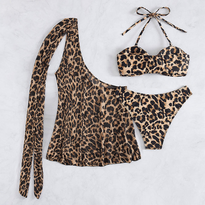 Damen Bikini-Set mit asymmetrischem Oberteil und tierischen Muster Drune