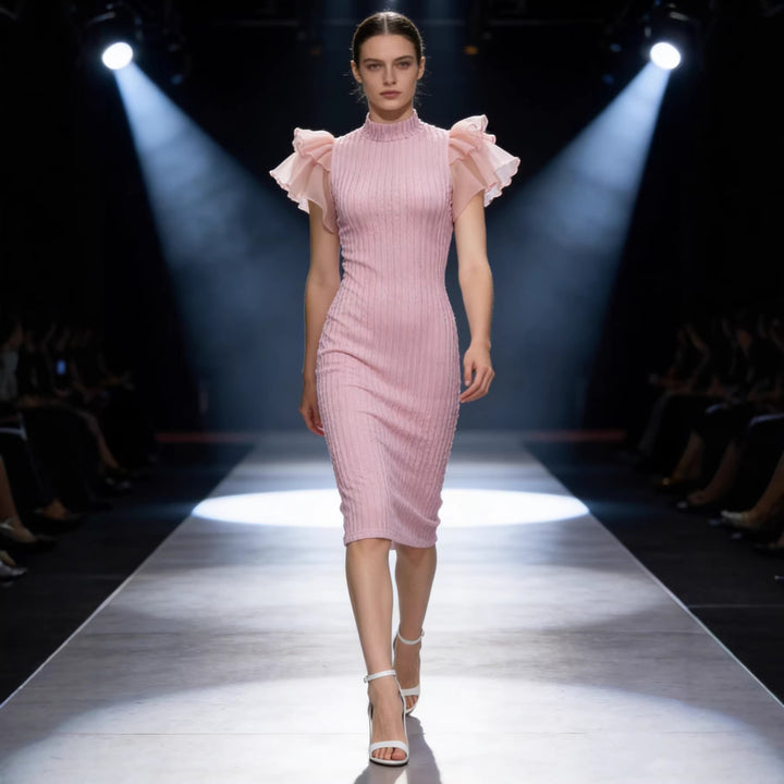 Damen Strickkleid mit Puffärmeln Drune