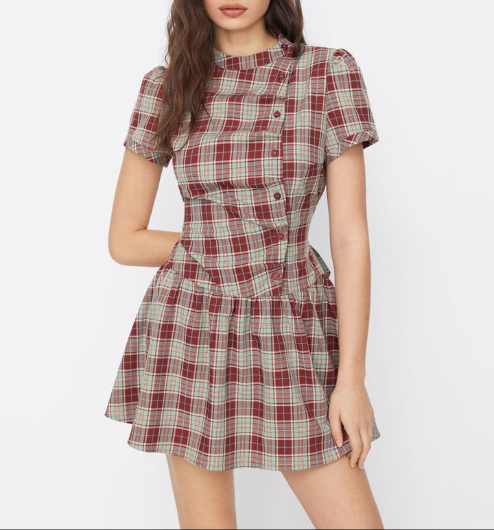 Damen Minikleid mit Knopfdetails und gerafftem Schnitt Drune