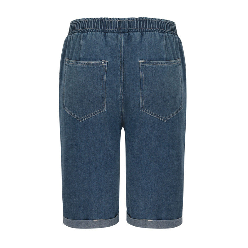 Damen Denim-Shorts mit elastischem Bund und lässigem Schnitt Drune