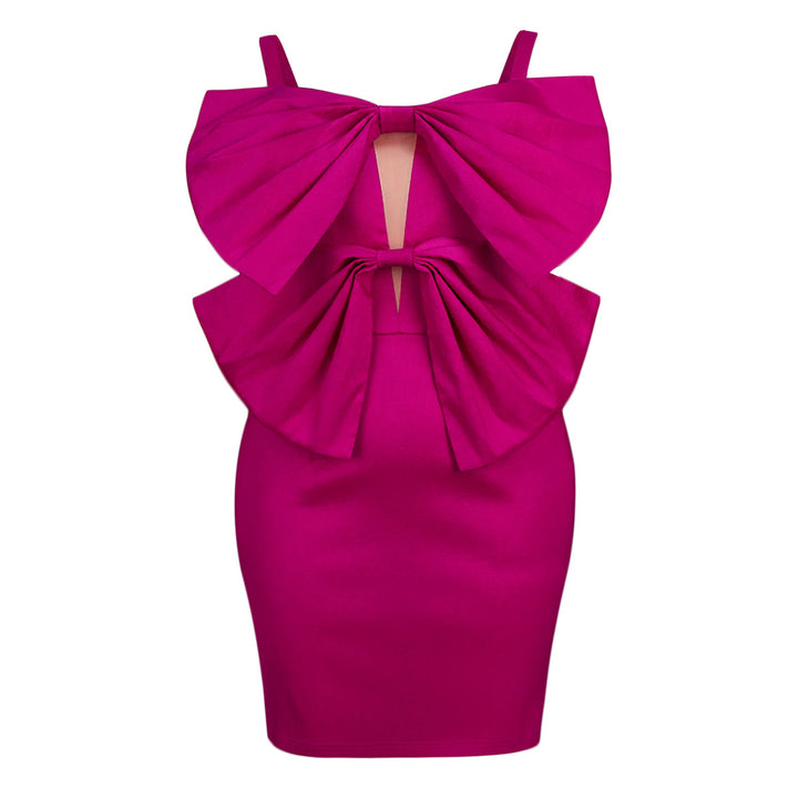 Damen figurbetontes Kleid mit voluminösen Schleifen Drune